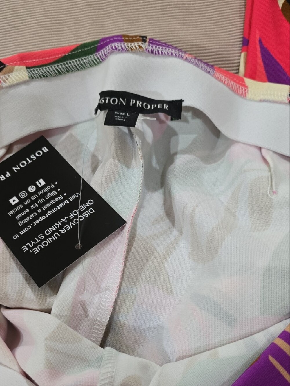 Boston Proper Tropical Floral Pants- Hot Pink, Purple & Green - Picture 6 of 7